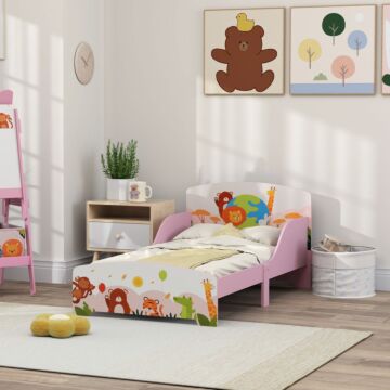 Aiyaplay Cute Animal-themed Toddler Bed W/ Safety Rails, 143 X 77 X 60cm