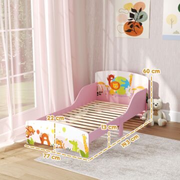 Aiyaplay Cute Animal-themed Toddler Bed W/ Safety Rails, 143 X 77 X 60cm