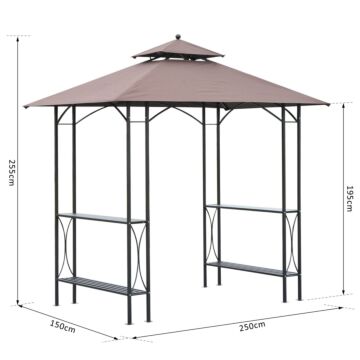 Outsunny 2.5 X 1.5m Bbq Tent Canopy Patio Outdoor Awning Gazebo Party Sun Shelter - Coffee