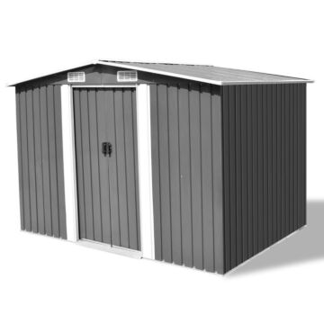 Vidaxl Garden Storage Shed Grey Metal 257x205x178 Cm