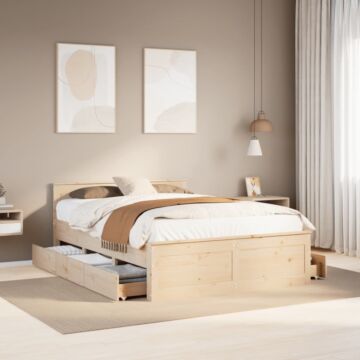 Vidaxl Bed Frame Without Mattress With Headboard 140x190 Cm Solid Wood Pine