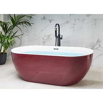 Freestanding Bath Glossy Red Sanitary Acrylic Single 170 X 80 Cm Oval Modern Design Beliani