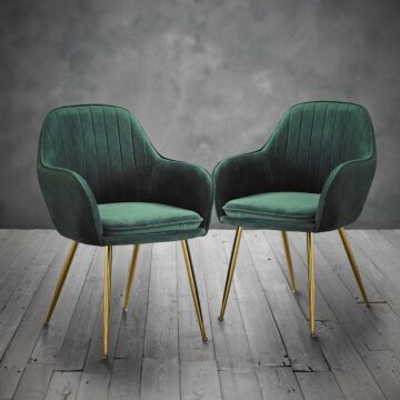 Lara Dining Chair Forest Green With Gold Legs ((pack Of 2)