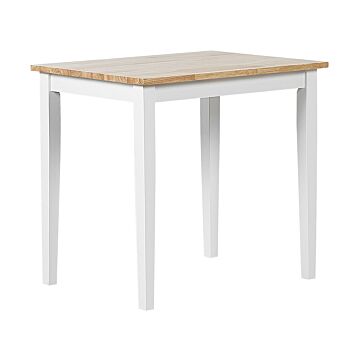 Dining Table Light Wood And White Rubberwood 60 X 80 Cm Small Kitchen Table Beliani