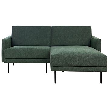 Left Hand Corner Sofa Polyester Dark Green 192 X 155 Couch 2-seater Upholstered Metal Legs Woven Fabric Cushioned Back Minimalist Modern Beliani