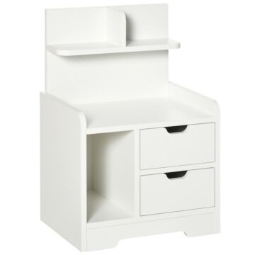 Homcom Bedside Table With 2 Drawers And Storage Shelves For Living Room Bedroom Accent Table Small Cabinet, White
