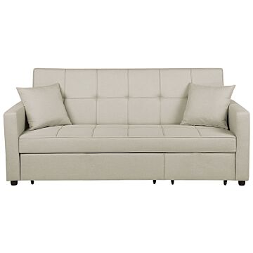 Sofa Bed Beige Sleeping Function Modern Upholstered Beliani