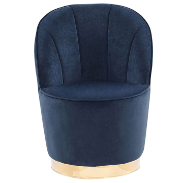 Armchair Dark Blue Velvet Gold Metal Base Round Accent Tub Chair Glam Retro Living Room Beliani