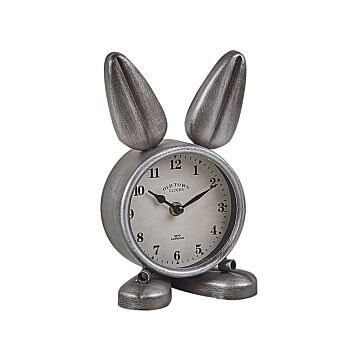 Table Clock Bunny-shaped Metal Silver Modern Beliani