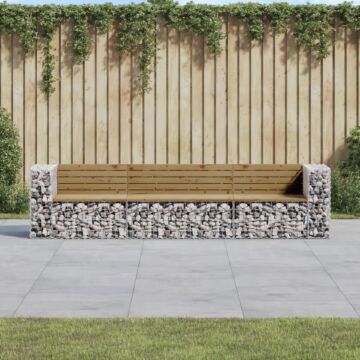 Vidaxl Garden Bench Gabion Design 287x71x65.5 Cm Impregnated Wood Pine