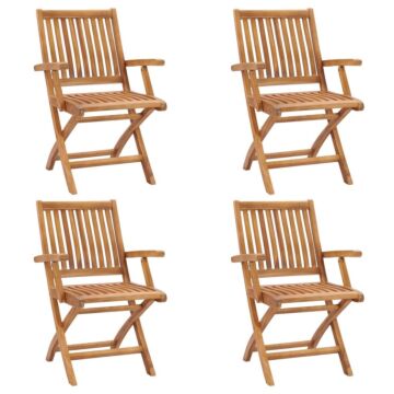 Vidaxl Folding Garden Chairs 4 Pcs Solid Teak Wood