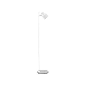 Floor Lamp White Metal 149 Cm Concrete Base Adjustable Shade Beliani