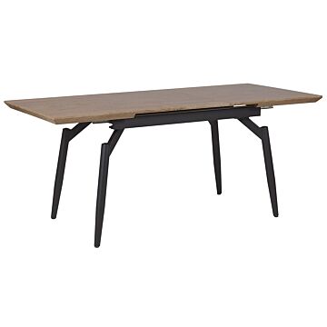 Extending Dining Table Dark Wood Mdf Top With Metal Black Legs Contemporary Kitchen Table Beliani