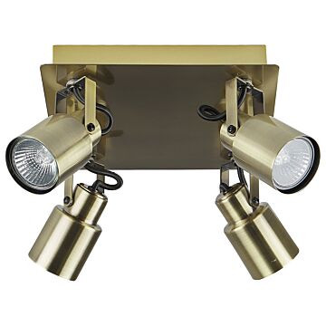 Steel Bronze Ceiling Light 4 Lights Spot Type Square Frame Tube Shade And Swivel Rods Modern Style Beliani