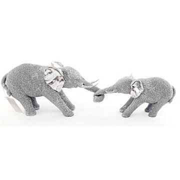 Silver Beaded Elephants Two Piece Mother & Calf