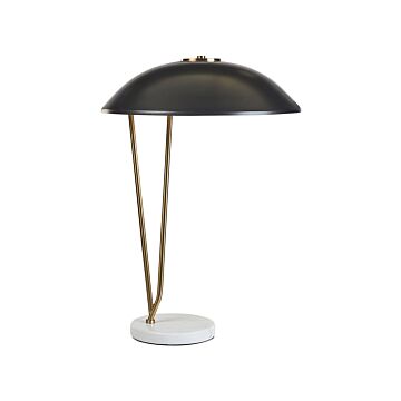 Table Lamp Black And Gold Marble Base Iron Shade Office Study Modern Beliani