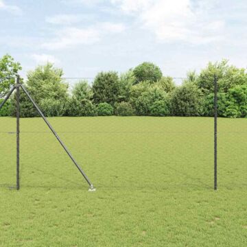 Vidaxl Hexagon Fence Grey 1.5x50 M Steel, Vidaxl Fence Posts With Spike 13 Pcs Ø32 Mm 170 Cm Galvanised Steel
