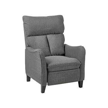 Reclining Armchair Grey Fabric Adjustable Back Pull-out Footstool High Back Vintage Style Beliani