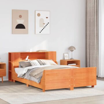 Vidaxl Bed Frame Without Mattress Wax Brown 135x190 Cm Double Solid Wood Pine