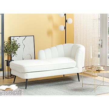 Chaise Lounge Cream White Boucle Upholstery Black Metal Legs Right Hand Modern Design Living Room Furniture Beliani