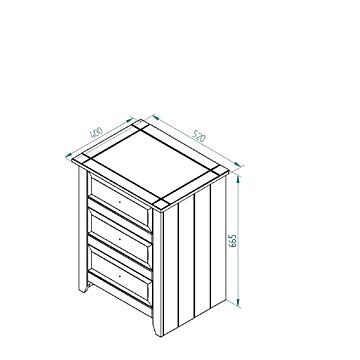 Capri Carbon 3 Drawer Bedside Cabinet