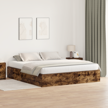 Vidaxl Storage Bed Frame Smoked Oak 200x200 Cm