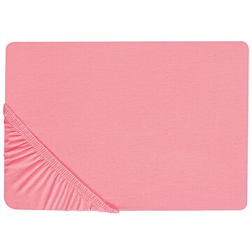Fitted Sheet Coral Cotton 90 X 200 Cm Elastic Edging Solid Pattern Classic Style For Bedroom Beliani