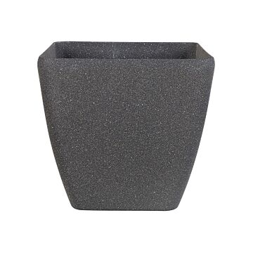 Plant Pot Planter Solid Dark Grey Stone Mixture Polyresin Square 34 X 34 Cm Uv Resistant Beliani
