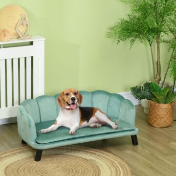 Pawhut Dog Sofa, Pet Couch Bed For Medium, Large Dogs, With Legs, Cushion - Green