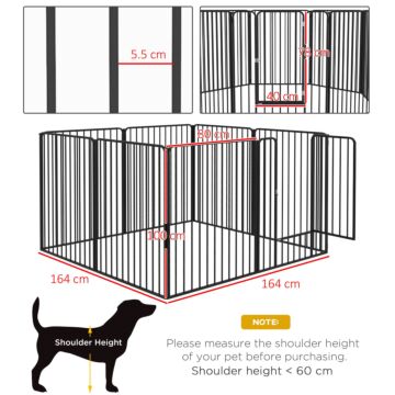 Pawhut 8 Panels Heavy Duty Dog Pen, 100cm Height Pet Playpen For, Small Medium Large Dogs