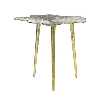 Side Table Gold Metal 49 X 49 X 44 Cm Accent End Table Wood Effect Distressed Glam Living Room Beliani