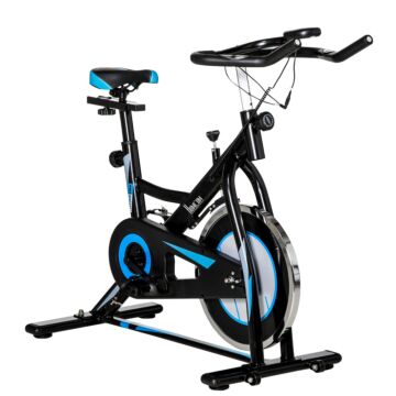 Homcom Stationary Exercise Bike, 8kg Flywheel Indoor Cycling Workout Fitness Bike, Adjustable Resistance Cardio Exercise Machine W/ Lcd Monitor Black
