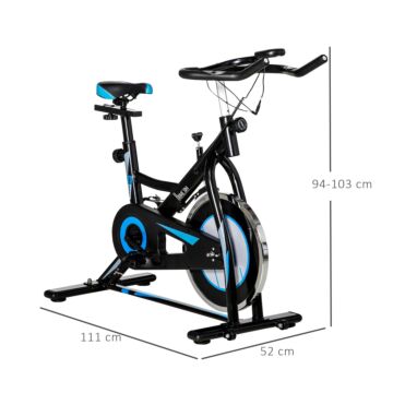 Homcom Stationary Exercise Bike, 8kg Flywheel Indoor Cycling Workout Fitness Bike, Adjustable Resistance Cardio Exercise Machine W/ Lcd Monitor Black