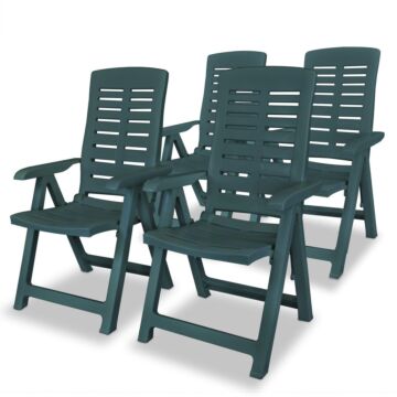 Vidaxl Reclining Garden Chairs 4 Pcs Plastic Green