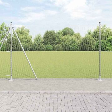 Vidaxl Hexagon Fence 1.4x50 M Galvanised Steel, Vidaxl Fence Posts With Base Plates 13 Pcs Ø32mm 78.5cm Galvanised Steel