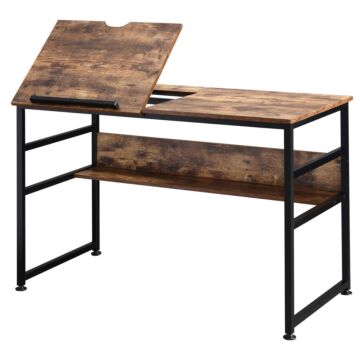 Homcom Adjustable Drafting Table Art Desk Drawing Table, Craft Desk Workstation For Painting, Multifunctional Writing Desk W/ 15-level Tabletop