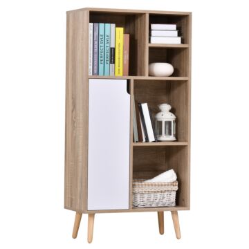 Homcom Freestanding Storage Cabinet W/ Wood Legs 5 Compartments Cupboard Stylish Bedroom Hallway Furniture 60l X 30w X 121h Cm - White