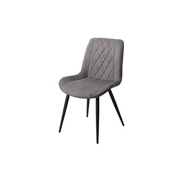 Aspen Diamond Stitch Grey Fabric Dining Chair, Black Tapered Legs (pair)