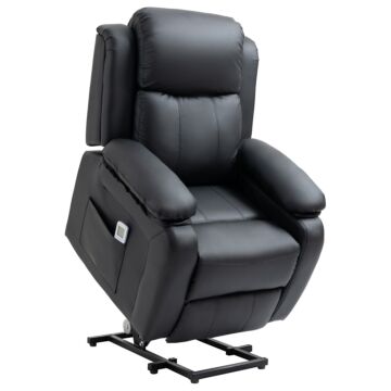 Homcom Electric Power Lift Recliner Chair Vibration Massage Reclining Chair With Remote Control And Side Pocket, Black