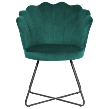 Armless Chair Green Velvet Upholstery Shell Back Vintage Classic Design Black Metal Frame Beliani