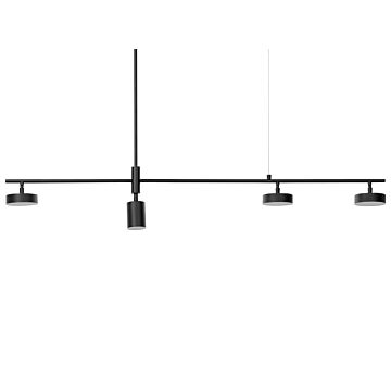 Hanging Lamp Black Metal 4-light Track Led Modern Design Kitchen Dining Room Beliani