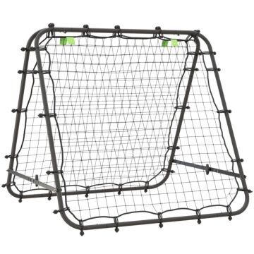 Homcom Double Sided Football Rebounder Net, Football Rebound Goal With 5 Adjustable Angles, Black