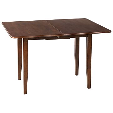 Dining Table Dark Rubberwood 90/120 X 60 Cm Extendable With Drawer Top Solid Wood Legs Rectangular Retro Design Beliani