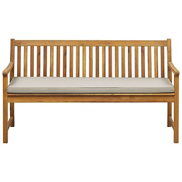 Garden Bench Light Acacia Wood 160 Cm Taupe Seating Cushion Padding Slatted Design Outdoor Patio Rustic Style Beliani