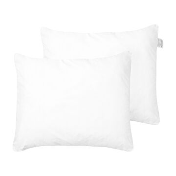 Two Bed Pillow White Microfibre Cover Polyester Filling 50 X 60 Cm High Profile Soft Beliani