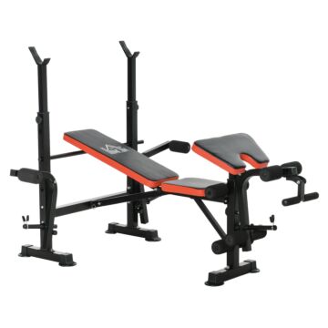 Homcom Adjustable Weight Bench With Leg Developer Barbell Rack For Weight Lifting And Strength Training Multifunctional Workout Station