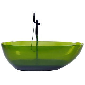 Freestanding Bath Transparent Green Solid Surface 169 X 78 Cm Oval Single Modern Design Beliani
