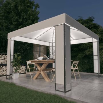 Vidaxl Gazebo With Double Roof&led String Lights 3x3 M White