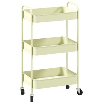 Homcom Three-tier Steel Storage Trolley - Green