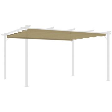 Outsunny Retractable Pergola Shade Cover, Replacement Canopy For 4 X 3 (m) Pergola, Retractable Roof, Tan